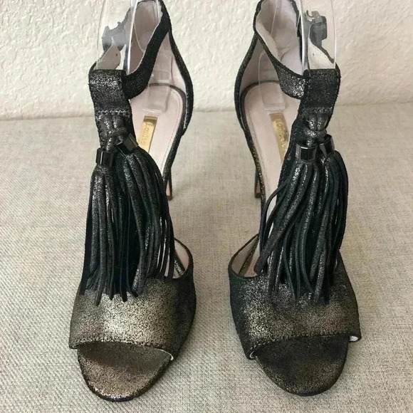 Louise at Cie Heels Ankle Strap Sandals Fringe Stiletto Heel - Picture 3 of 10